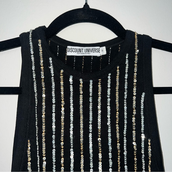 Discount Universe Black and Gold Sequin Tank Top - Size M - Picture 6 of 8
